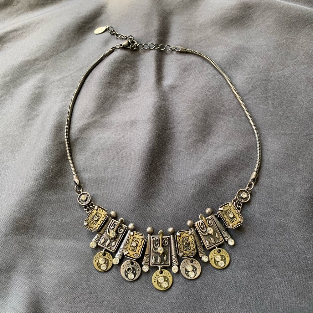 Silver, Gold & Rhinestone Necklace